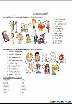 the worksheet for children's english words and pictures are shown in this image