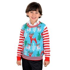 The SOCAL LOOK Unisex Long Sleeve Christmas Sweater is perfect for kids (2T to 12 Years) to spread holiday cheer. Featuring festive designs on the front and sleeves, this Christmas sweater is ideal for school Christmas parties and holiday gatherings. Made from high-quality acrylic fine jacquard knit, it offers both durability and comfort, making it a great choice for children aged 2 to 12 Years. The sweater ensures a comfortable fit, allowing kids to move freely during all holiday activities. It Boys Christmas Sweater, Toddler Boy White Holiday Sweater, Kids Christmas Sweaters, Ugly Christmas Sweater Reindeer, Reindeer Christmas Sweater, Long Sleeve Kimono, Christmas Sweaters For Women, Ladies Turtleneck Sweaters, Light Sweater