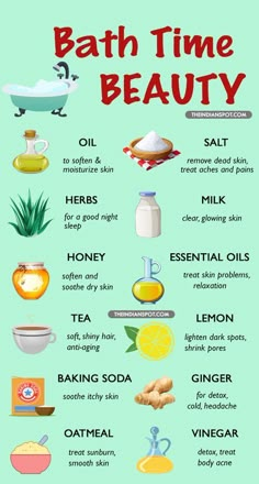 10 things you can add to your bath, great for a spa night-but I don't think I'd like bathing in milk everyday! :) Obličejové Masky, Detox Bath, At Home Spa, Bath Recipes, Lighten Dark Spots, Diy Spa, Natural Therapy, Beauty Remedies, Homemade Beauty