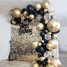 121pcs Party Balloon Arch kit Black Gold Balloons Party Decoration (121PCS- Black Gold) - Decotree.co Online Shop Black Gold Balloon Garland, Gold Balloon Garland, Black And Gold Balloons, 50th Birthday Party Decorations, 50th Birthday Decorations, Gold Party Decorations, Balloon Chain, Gold Confetti Balloons