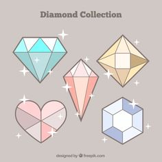 four different shapes of diamonds on a gray background with the words diamond collection written below