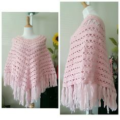 Condition: New With Tag . One Size Fit All Small -Xl Please Text With Any Questions. Thanks For Your Visiting Have A Good One! Pink Poncho, Poncho Wrap, Crochet Poncho, Women Sweater, Shrug Sweater, Ponchos, One Size Fits All, Sweater Cardigan, Pink Ladies