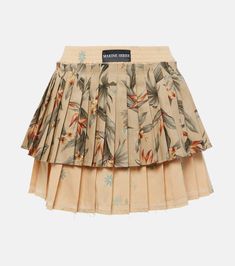 Upcycled Household pleated linen miniskirt in multicoloured - Marine Serre | Mytheresa Sustainable Fashion Aesthetic, Germany Outfits, Kate Moss Street Style, Upcycled Skirt, Country Vibes, Luxury Outerwear, Latest Skirts, Made In Romania, Fashion Gowns