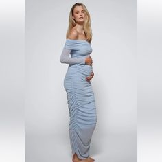 Bumpsuit, Size Small In Light Blue. Very Soft And Stretchy. Can Be Worn During And After Pregnancy. Sold Out Online. Changed My Mind For Wearing To An Event But Final Sale. $155 Plus $35 Worth Of Shipping And Taxes Online. Ruched Maternity Maxi Dress, Ruched Maxi Maternity Dress, Blue Maxi Maternity Dress For Party, Light Blue Fitted Maternity Maxi Dress, Ruched Long Sleeve Maternity Dress, Fitted Blue Maternity Maxi Dress, Blue Fitted Maxi Maternity Dress, Fitted Blue Maxi Length Maternity Dress, Blue Maxi Dress For Maternity