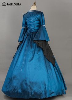 Medieval Renaissance Gothic Victorian Ball Gown Lady Princess Queen Dress Halloween Costume for Women     Condition: Brand New   Color:  Blue/Wine Red/Purple/Green   Material: This Victorian Dress is made of  High Quality Satins,Smooth, soft and comfortable to wear   Sleeve Length: Long Sleeve   Dresses Length:Floor-Length   Neckline:  Square Collar   Decoration: Ruffles + Lace   Style: This dress is perfect for civil war,victorian,medieval,regency,renaissance, wedding, cosplay, t Blue Fitted Medieval Dress For Cosplay, Fitted Gothic Medieval Dress In Blue, Fitted Blue Gothic Medieval Dress, Blue Fitted Gothic Medieval Dress, Gothic Blue Costume Dress, Blue Fantasy Dresses For Fantasy Events, Medieval Gown With Historical Design For Costume Party, Victorian Dress For Halloween Fantasy Events, Medieval Dress For Halloween Fancy Dress With Historical Design