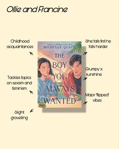 the boy you always wanted by ollie and franichene is shown in this graphic