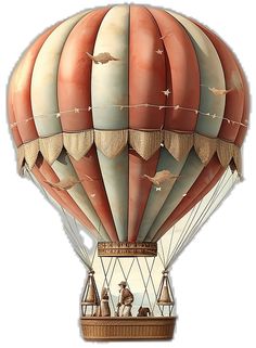 an illustration of a hot air balloon with animals on it