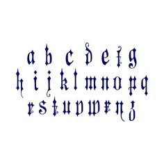 an old english alphabet with blue ink