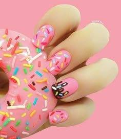 #nail #nailart #nailidea #nailinspiration #naildesign #nagel #nageldekoration #chiodo #clou #uña Girls Nail Designs, Nail Art For Kids, Pink Donut, Short Gel Nails, Gel Nail Colors, Latest Nail Art