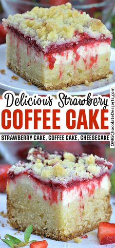 Strawberry Coffee Cake is a sweet and tangy breakfast or snack cake! Layers of homemade strawberry sauce make this coffee cake a perfect spring and summer treat. Strawberry Coffee Cake, Tasteful Recipes, Strawberry Coffee, Cake Breakfast, Heavenly Recipes, Homemade Strawberry Sauce, Cake Layers, Strawberry Sauce, Coffee Cake Recipes