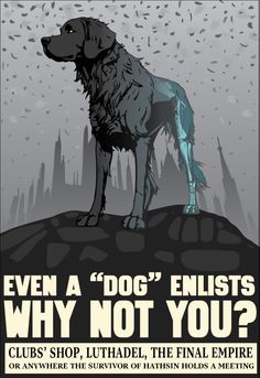 a black dog standing on top of a hill next to the words, even a dog emits why not you?