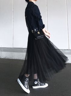 Tulle Skirts Outfit, Looks Black, Outfit Trends, 가을 패션, Looks Style, Japanese Fashion, Outfits Casuales