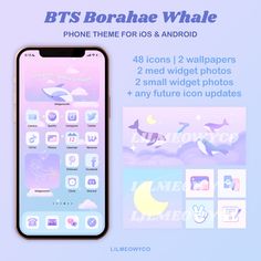 an iphone with the text bt's borbae whale on it and icons below