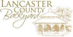 the logo for lancaster county back yard, with an image of a gazebo and trees