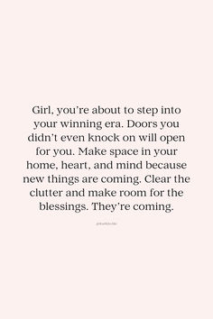 the words girl, you're about to step into your winning era doors you didn't even knock on will open for you