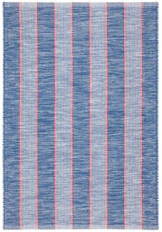 a blue and red striped rug on a white background with an orange stripe in the middle