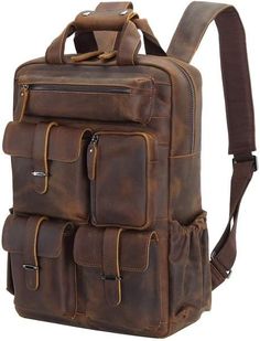 Mens Satchel, Leather Backpack For Men, Brown Backpacks, Brown Leather Backpack, Travel Products, Backpack Travel Bag, Mens Leather Bag, Leather Projects, Leather Bags Handmade