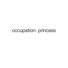 the words'occupation princess'written in black on a white background