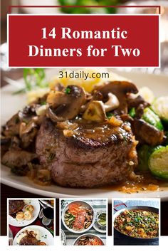 Romantic Dinner Recipes for Two — for Valentine’s Day, anniversaries, date nights at home, or any special occasion. Romantic Dinner Recipes For Two, Dinner Date Recipes, Valentines Food Dinner, Night Dinner Recipes, Gourmet Dinner Recipes, Date Night Recipes