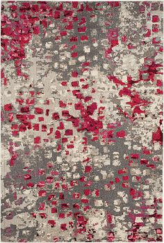 an abstract rug with red and gray colors