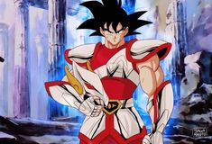 an animated image of gohan holding two swords