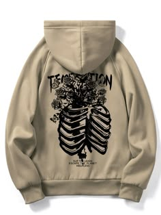 Tomboy Stil, Thermal Hoodie, Stylish Hoodies, Dark Style, Unique Hoodies, Skeleton Print, Tomboy Style Outfits, Diy Clothing, Grunge Punk