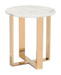 a white marble and gold metal side table