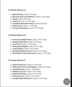 the full body workout plan is shown