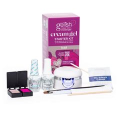 Cream Gel Bold Starter Kit colors: 001 Purple Neon 025 GreigeGelish Cream Gel Nail Polish Kit is perfect for a color in the palm of their hand. All with total application control. It's play time! The Solid Cream Gel Palettes nail kit contain a unique solid LED gel with a smooth, buttery and workable texture that gives you complete control while working. Cream Gel Blush Starter Kit includes: Gelish Mini Pocket LED Light with charger 2- Gelish Cream Gel Pods 3.7 g / 0.13 oz. Net Wt. (Each) Gelish Mobile Nail Technician, Mobile Nails, Modern Nail Art, Purple Neon, Modern Nails, Vibrant Nails, Nail Polish Kits, Nail Essentials, Cleansing Wipes