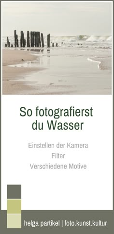 a book cover with the title so fotografierst du wasser