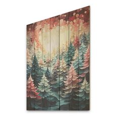 an art piece with trees painted on it