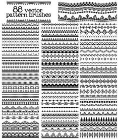 a set of 8 different pattern brushes