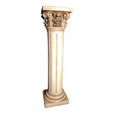 a tall white column sitting on top of a wooden base