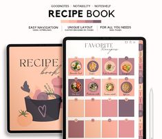 #Template_For_Goodnotes #Digital_Cookbook #Digital_Recipe_Book #Recipe_Book_Templates Recipe Templates Free, Meal Planner Journal, Digital Cookbook, Digital Recipe Book, Recipe Book Templates, Cookbook Template, Recipe Journal, Recipe Template, Planner Pdf