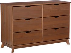 a wooden dresser with six drawers on one side