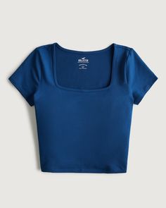 Women's Seamless Fabric Square-Neck Baby Tee | Women's Tops | HollisterCo.com Hollister Outfits, Summer Camp Outfits, Hollister Clothes, Vacay Outfits, Camping Outfits, Summer Crop Tops, Teen Clothing, Stockholm Fashion, Comfort Colors Tee