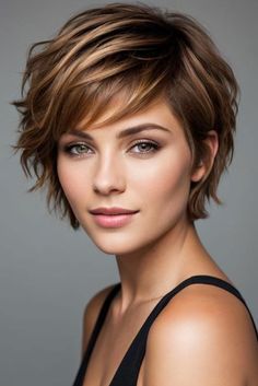 Female Book Characters, Hairdo Ideas, Cute Pixie Cuts, Awesome Hairstyles, Choppy Hair, Short Choppy Hair, Trendy Haircuts, Colored Highlights