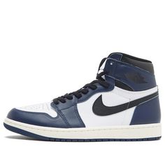 The Air Jordan 1 Retro High OG 'Midnight Navy' is a striking reissue that pays homage to the iconic silhouette’s storied heritage with a sophisticated twist. This iteration of the classic Air Jordan 1 combines a rich midnight navy leather upper with pristine white accents, creating a sleek and versatile look. The deep navy color offers a refined yet bold aesthetic, while the crisp white Swoosh and outsole provide a sharp contrast that highlights the shoe’s timeless design.Crafted with premium ma Jordan 1 Retro Metallic Navy, Navy Jordans, Navy Tux, Jordans 1, Nike Shoes Women Fashion, Collage Pics, Blue High Tops, Jordans Shoes, Bold Aesthetic