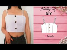 Crop Shirt Pattern, Sewing Pattern Crop Top, Make A Crop Top, Crop Top Sewing, Corset Top Pattern, Crop Top With Buttons, Crop Top Sewing Pattern, Free Crop Tops, Pattern Crop Top