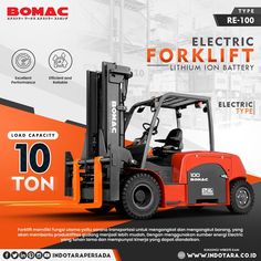 an advertisement for electric forklifts on display