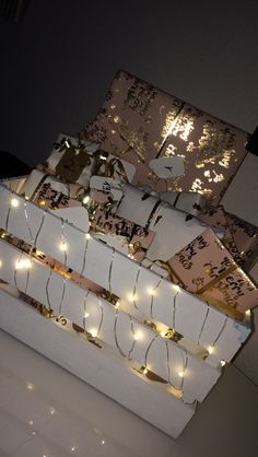 a white box filled with lots of christmas lights