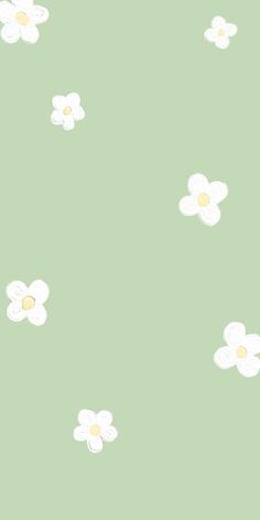 a green background with white flowers on it