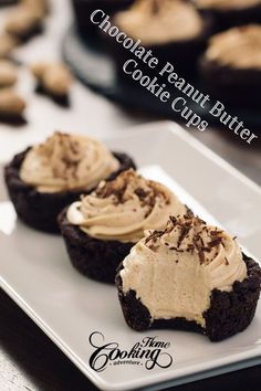 chocolate peanut butter cookie cups on a white plate