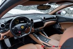 the interior of a sports car is shown