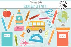 the back to school clipart set is shown