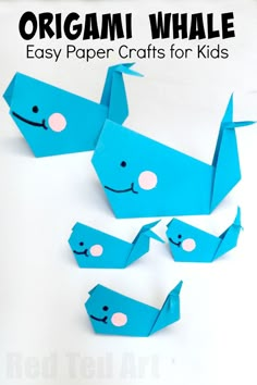 an origami whale craft for kids to make