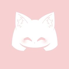 a white cat's face is shown on a pink background