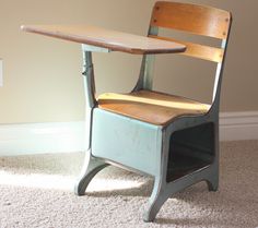 an old school desk and chair with the words like if you remember sitting in one of these