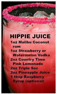 the hippie juice recipe is displayed on an instagramtion page, with information about it