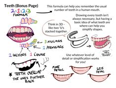 an image of teeth and mouth shapes with instructions on how to use them for dental care